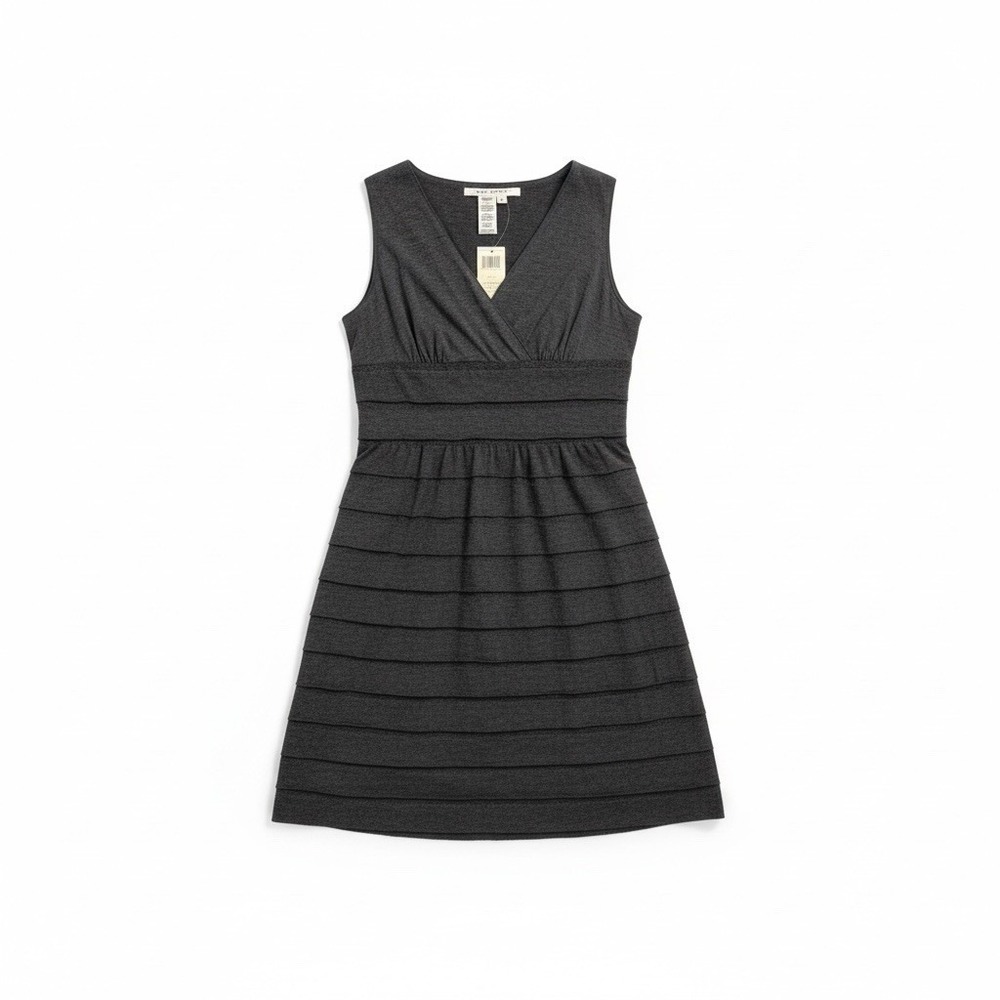 MAX STUDIO Sleeveless Dress Charcoal Grey Size L Lightweight Ruffles Layered
